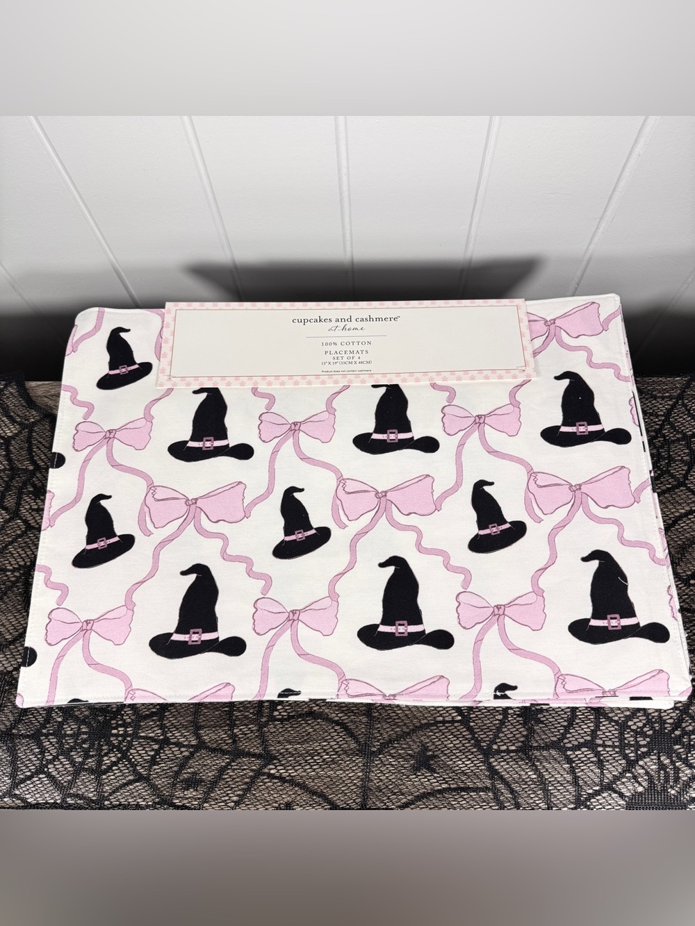 NEW Cupcakes & Cashmere Witch Hat Bow Halloween Placemats